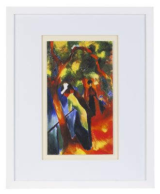 Fertig gerahmte Kunst aus unserer Galerie: August Macke "Frauen mit Hut" mit weißem Rahmen und Passepartout