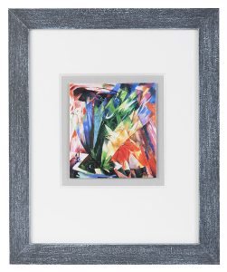 Fertig gerahmte Kunst aus unserer Galerie: Franc Marc "zwei Vögel" mit grauem Rahmen und Passepartout